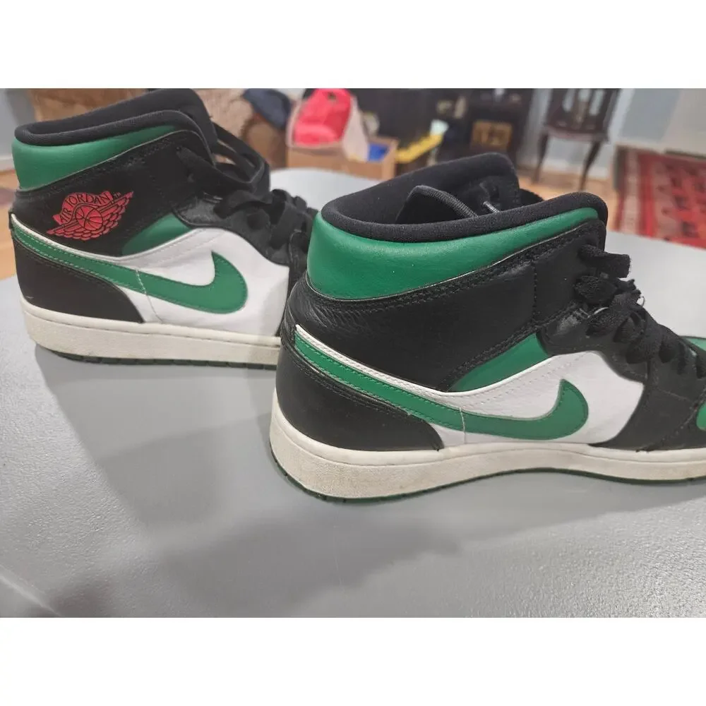 Nike Air Jordan 1 Mid Pine Green Black White 554724-067 Mens 9